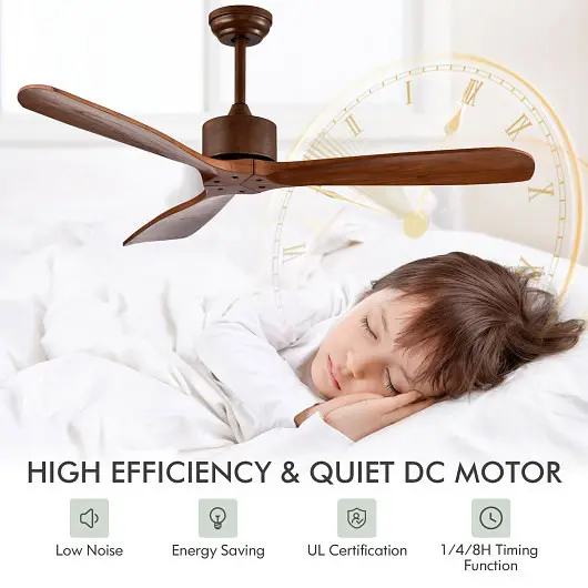 Costway 52 Inch Modern Ceiling Fan Indoor Outdoor Satin Finish Nickel-Plated Finish Remote, ES10001US-CF