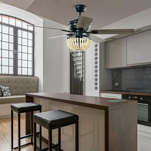 Costway 52 Inch Retro Ceiling Fan Light Reversible Blades Remote Regulation, Black, EP24966US-BK
