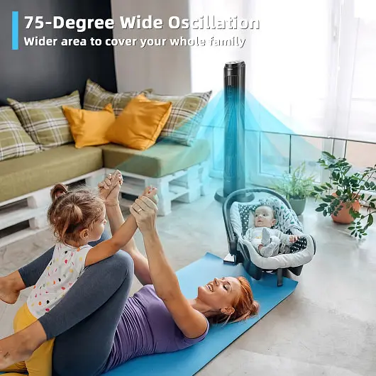 Costway 40 Inch Tower Fan Remote 75˚ Oscillating Fan 3 Wind Modes and 4 Wind Speeds, Black, ES10086US-BK
