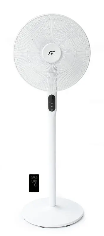 Sunpentown Green 16" DC-Motor Energy Saving Stand Fan Remote and timer-Piano, Snow White, SF-16D48W