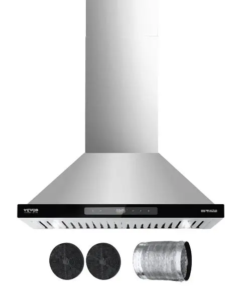 VEVOR 30" Wall Mount Range Hood Ceiling Mount Vent 800CFM Gesture & Touch Regulation, DXSCYYJ30INC26G3ZV1