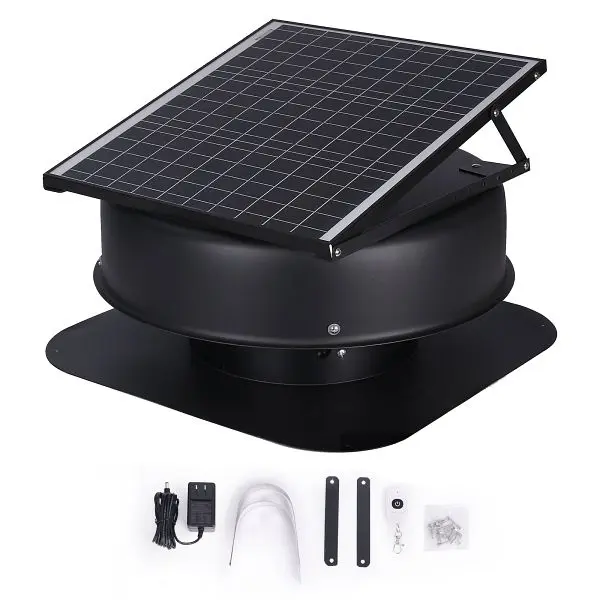 VEVOR Adaptable Solar Attic Fan, 40 W, 1230 CFM Large Air Flow Solar Roof Vent Fan, WDPQSWDKZQY404HTNV1