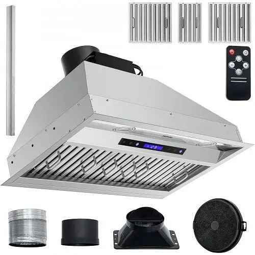 VEVOR Constructed- Range Hood Insert Vent Hood 900CFM 30in Touch & Remote Regulation, Q30900CFM110V3A8JV1