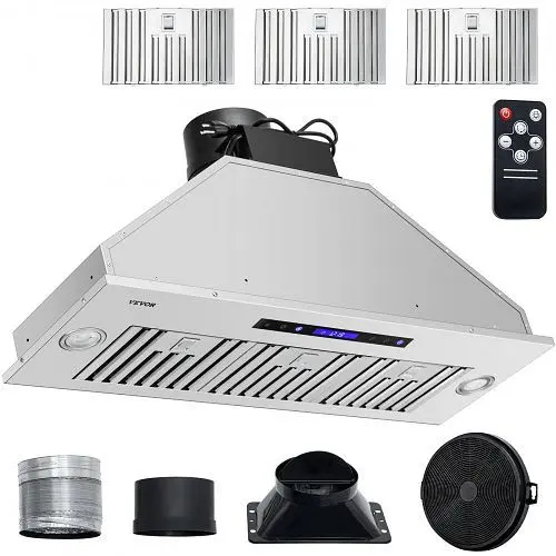 VEVOR Constructed- Range Hood Insert Vent Hood 900CFM 36in Touch & Remote Regulation, QRSCYYJYCBXGC2L07V1