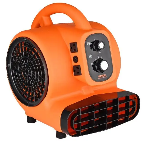 VEVOR Floor Blower, 1/4 HP, 1000 CFM Air Mover Drying and Cooling, Travel-friendly Carpet Dryer Fan 4 Blowing Angles &...