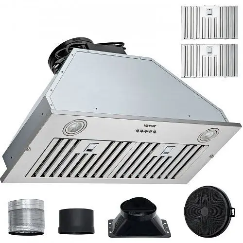 VEVOR Insert Range Hood, 800CFM 3-Speed, 900CFM 4-Speed, Stainless Carbon Steel Constructed- Kitchen Vent (30"/800 CF...