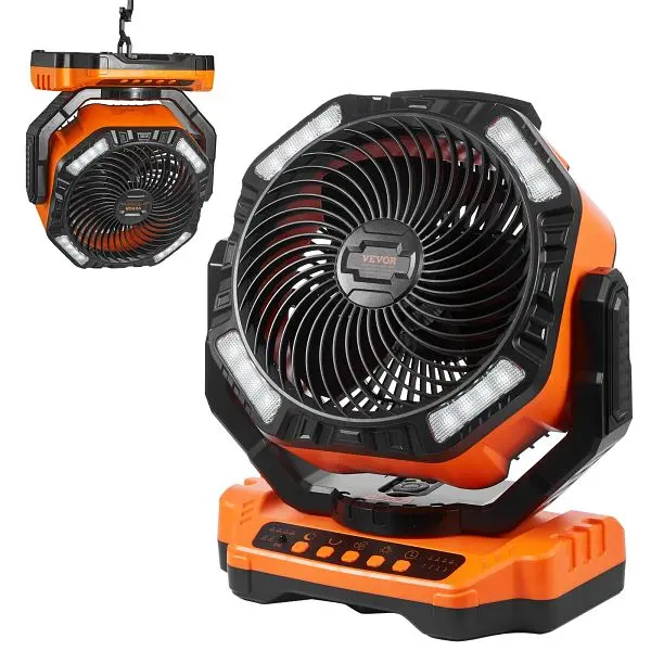 VEVOR Travel-friendly Fan Rechargeable 13 inch, Battery Powered Fan LED Lantern, CDFS13YCTSF0R6P1WV9