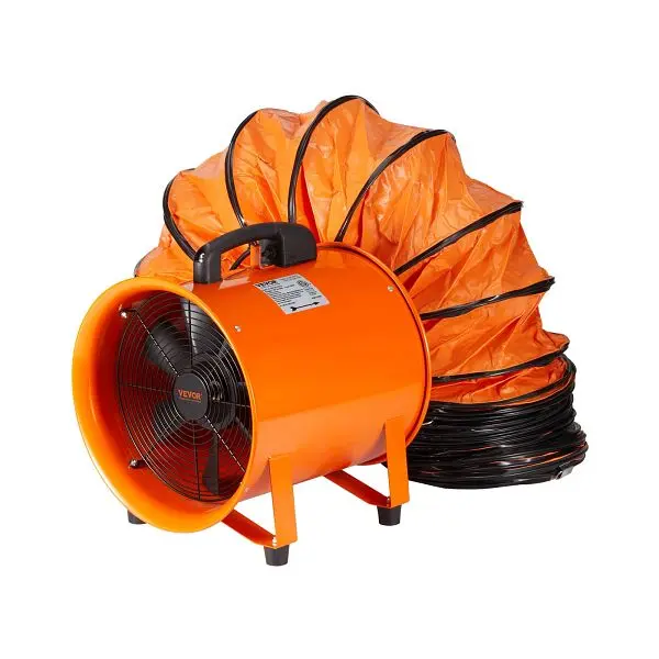 VEVOR Travel-friendly Ventilator, 8 inch Heavy Duty Cylinder Fan 33ft Duct Hose, BXSG230W108INDT09V1