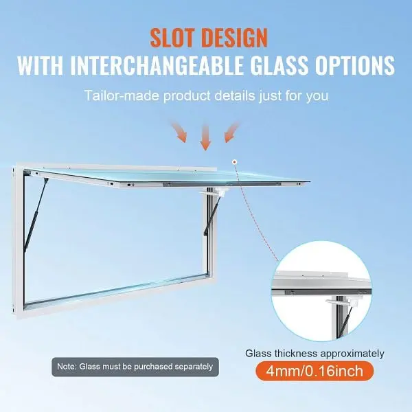 VEVOR UL-Listed Concession Window 74"x40", Aluminum Alloy Food Truck Service Window Awning Door & Drag Hook,...