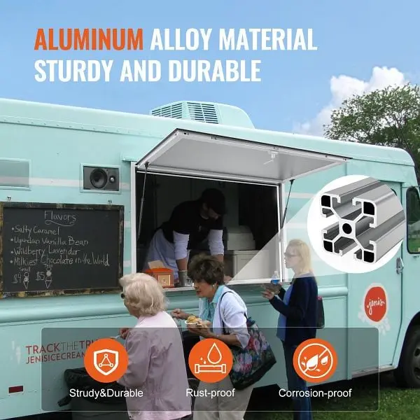 VEVOR UL-Listed Concession Window 74"x40", Aluminum Alloy Food Truck Service Window Awning Door & Drag Hook,...