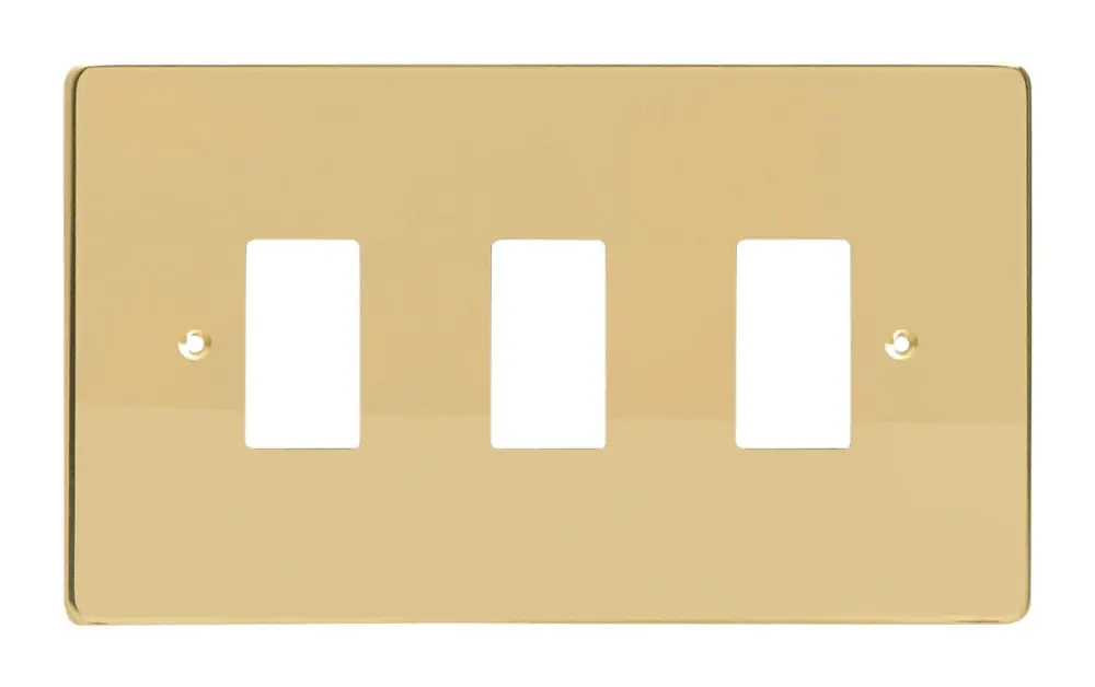Varilight XDVPG3 PowerGrid Reflective Brass 3 Gang Grid Plate (Twin Plate)