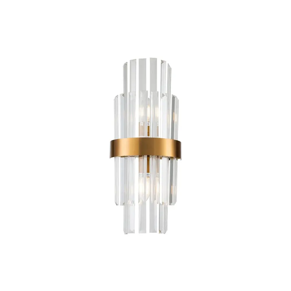 Cylinder Shade Regency Wall Lamp - Brass & Crystal
