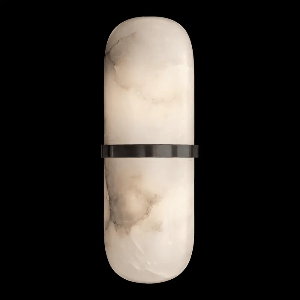 Melange Pill Form Sconce - Warm finish Alabaster Hallway or Stairway