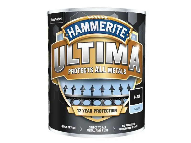 Hammerite Ultima Metal Paint Smooth Jet-black 750ml