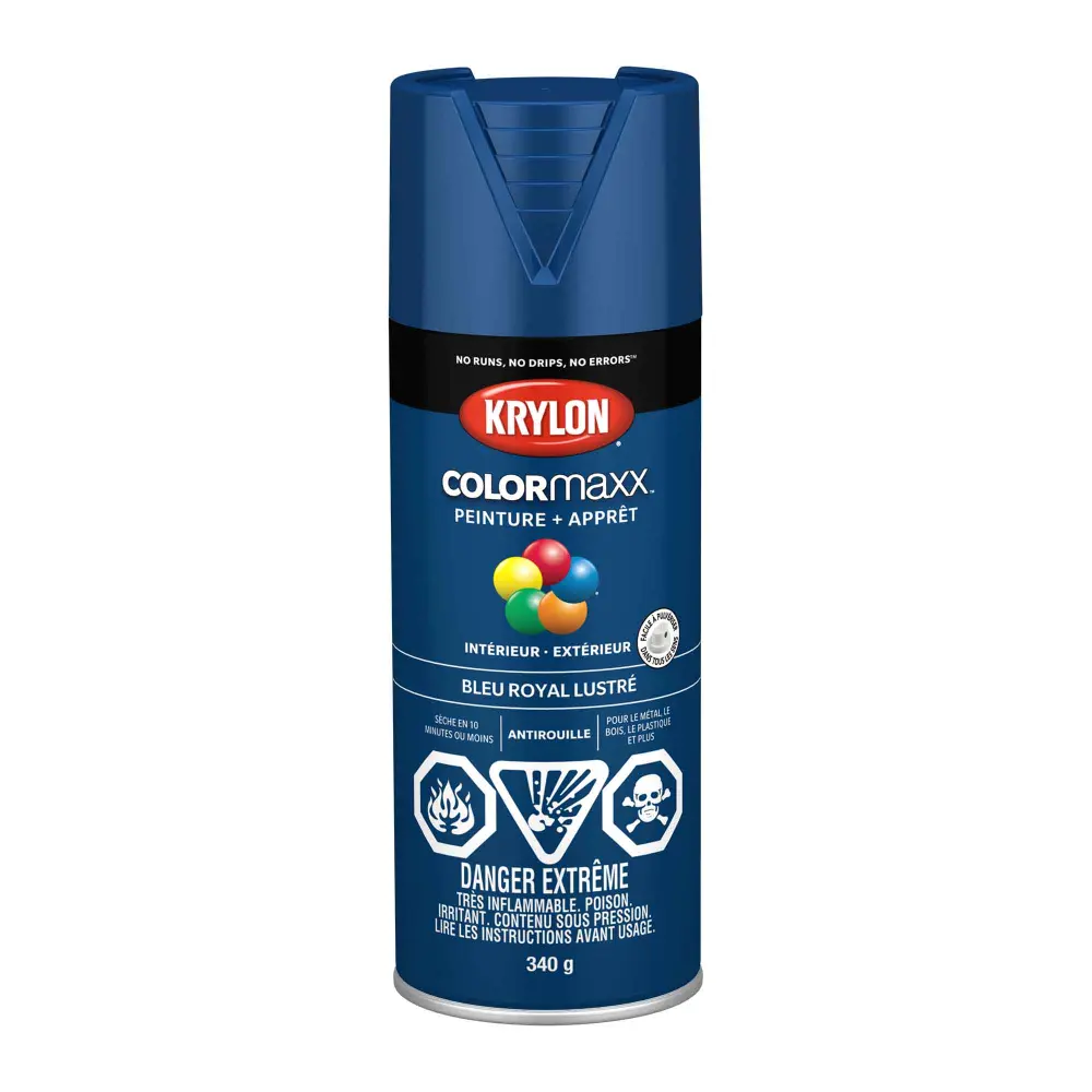 Mold & Mildew Resistant Krylon COLORMAXX Paint + Primer Gloss Regal Azure, 340 g