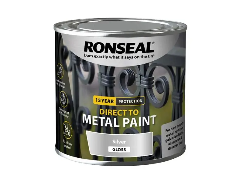 Ronseal Direct to Alloy Paint Silver Gloss 250ml