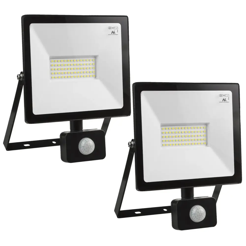 2x Maclean MCE650 CW LED floodlight Maclean motion sensor, slim 50W, 4000lm, cold snow color (6000K), IP44, MCE650 CW PIR