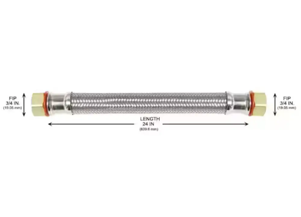 Everbilt 3/4 . FIP x 3/4 . FIP x 24 . Durable metal Steel Water Heater Supply Line