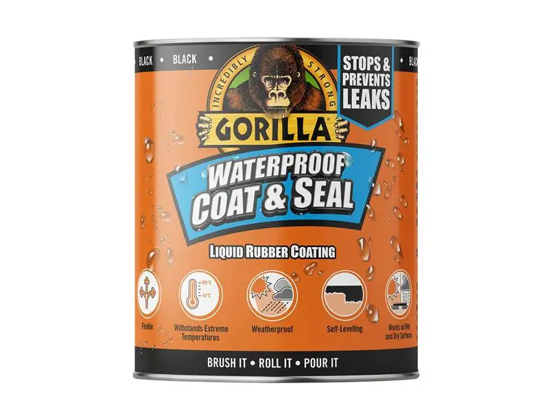 Gorilla Glue Waterproof Coat & Seal Liquid Rubber Coating Onyx 473ml