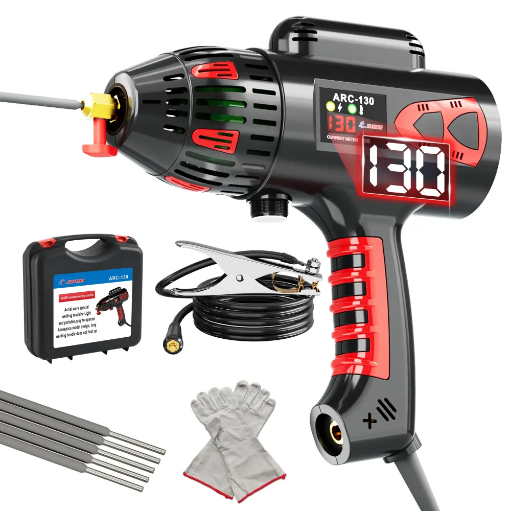 GZ GUOZHI 110V 130A Lightweight Handheld Stick ARC Welder Machine, Digital Display, IGBT Inverter, Ergonomic Design (3.7LB)