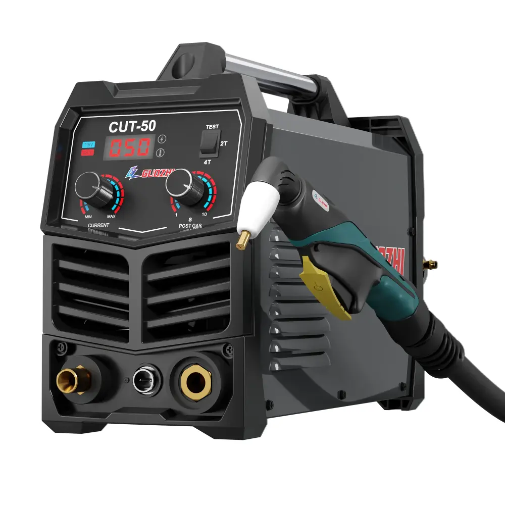 GZ GUOZHI 50Amp Plasma Cutter, Binary Voltage 110V/220V, 10MM Clean Cut, Air Cutter Pre-Flow, Post-Gas, 2T/4T Modes