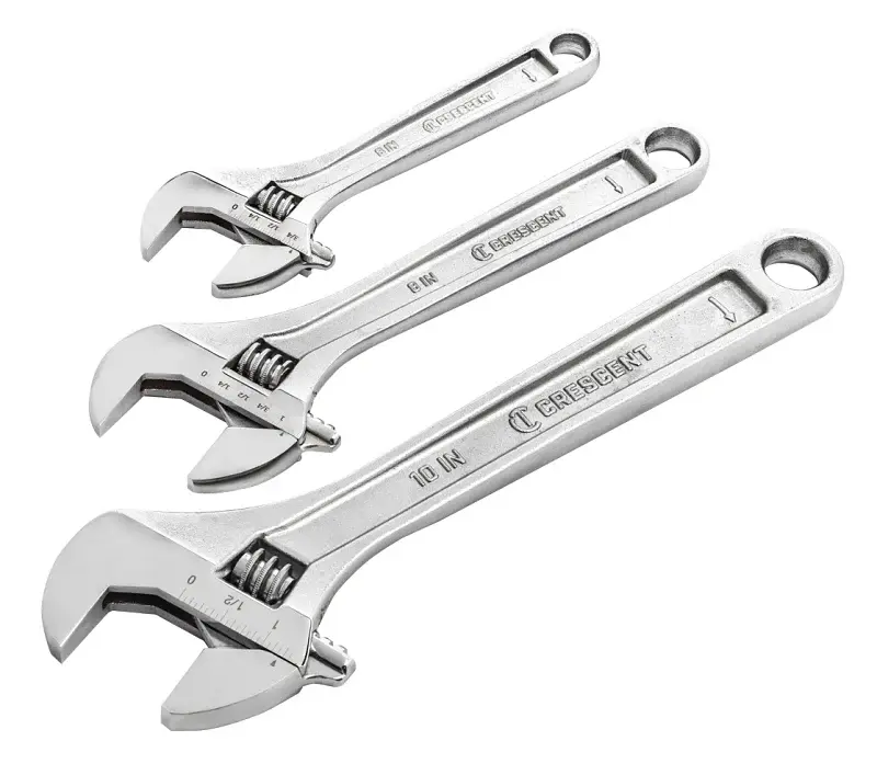 Crescent AC3PC Wrench Set, 3-Piece, Alloy Hardened, Polished/Satin Chrome