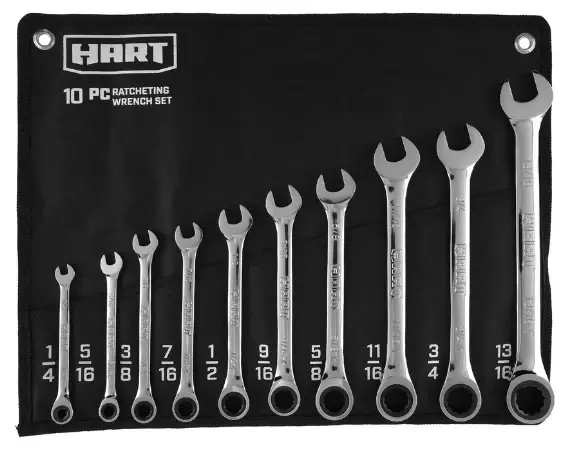 Hart 10pc Ratchet Wrench Adjust