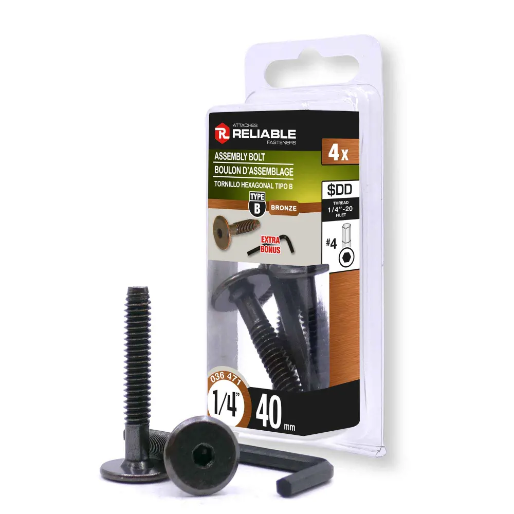 Assembly Bolt JCB, 1/4'' x 40 mm (Oil-Rubbed Copper-brown Hex Key) - 4 Units