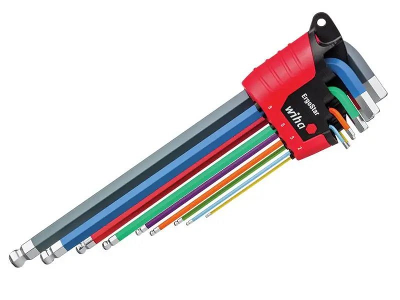 Wiha ErgoStar Colour Hex Ball End L-key Place, 9 Piece