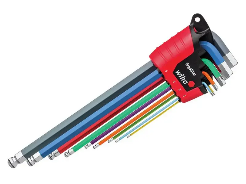 Wiha ErgoStar MagicRing Colour Hex Ball End L-key Adjust, 9 Piece